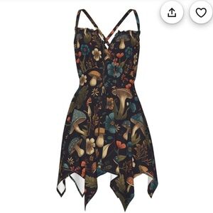 Asymmetrical Floral Mushroom Print Dress